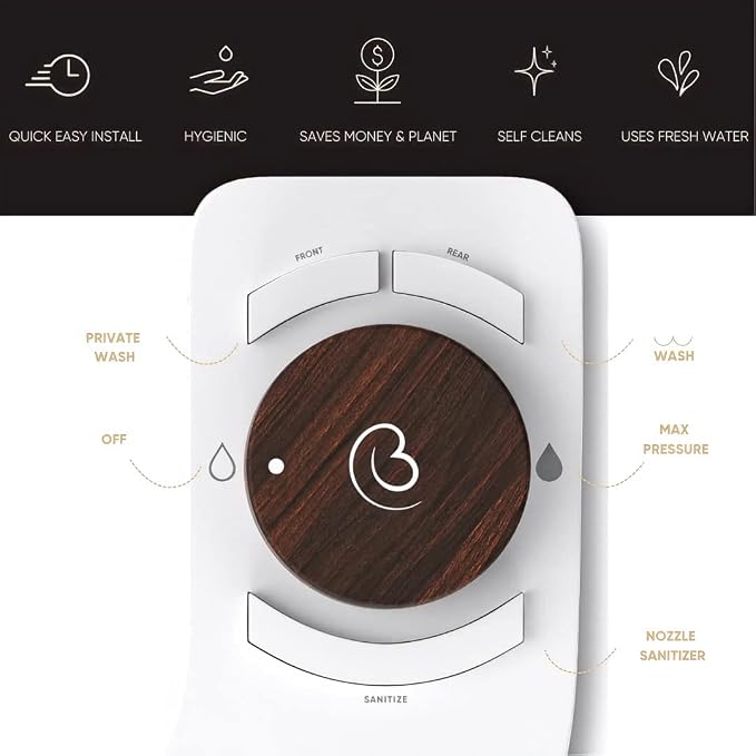 Revolution. Bidet Attachment for Toilet. Luxury Design, Bathroom Bidet Sprayer for Toilet, auto Shut Off, Non Electric, Dual Nozzle, Feminine wash, self Cleaning. Tokyo Platinum.