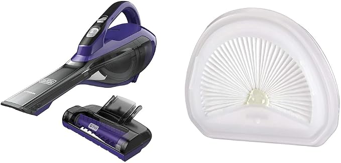 BLACK+DECKER dustbuster furbuster AdvancedClean Cordless Pet Handheld Vacuum, Home and Car Vacuum (HLVA325JP07) + BLACK+DECKER Hand Vacuum Filter (VLPF10)