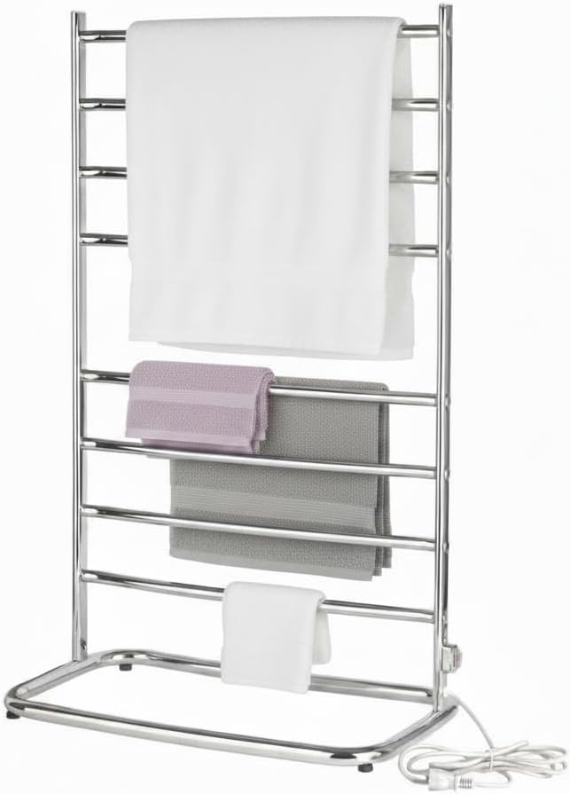 Warmrails Hyde Park Towel Warmer - Free-Standing Towel Warmer Rack for Drying Towels and Garments - 39-Inch Chrome Finish Frame with 8 Bars - Model WHC