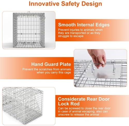 Humane Animal Trap Cage Collapsible Cat Trap Cage Live Animal Rodent Cage with Galvanized Wire for Raccoons Beavers Groundhogs Armadillos