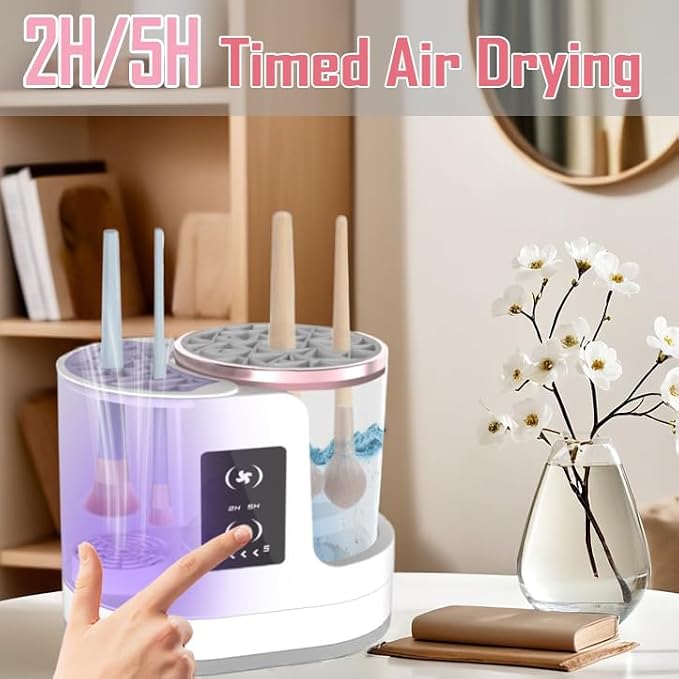 Makeup Brush Cleaner 3 in 1 Electric Makeup Brush Cleaner and Dryer, Automatic Brush Cleaner Machine with Multi-Hour Drying Settings, Portable Design for All Makeup Brush Types