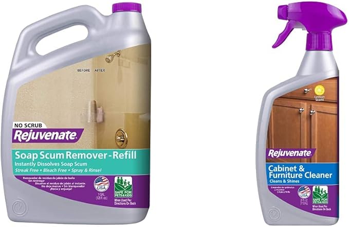 Rejuvenate Scrub Free Soap Scum Remover and Cabinet & Furniture Cleaner Bundle