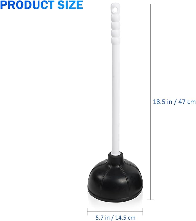 Force Suction Cup Rubber Toilet Plunger with PP Handle, Toilet Bowl Plunger Heavy Duty Pump Clogged Solution for Bathroom Stores Restaurants Strong Sink to Fix Clogged Toilets Drains Sinks (2)
