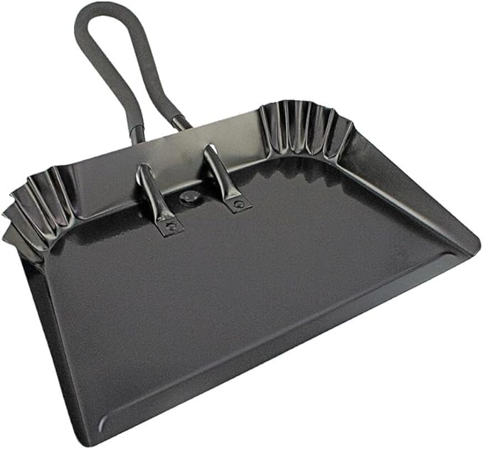 Edward Tools Extra Large Industrial Metal Dust Pan 17” - Heavy Duty Powder Coated Steel Does Not Chip or Bend - Great for Large Cleanups - Rubber Grip Loop Handle for Comfort/Hanging