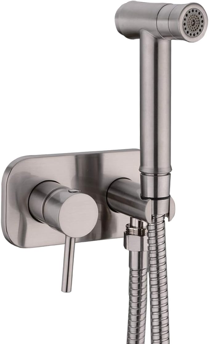 TRUSTMI Toilet Concealed Hot and Cold Bidet Spray Set,Brushed Nickel