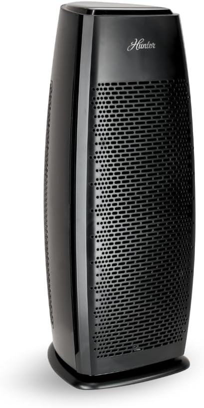 Hunter Air Purifiers for Home Large Room and Bedroom. True HEPA Air Purifier Tower for Pets, Odors, Allergens, Smoke, Dust, VOC's. Cleans 969 Ft² per Hour, 3 Fan Speeds, Sleep Timer. Black