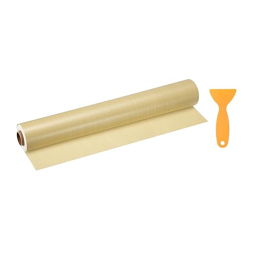 HARFINGTON Wood Grain Repair Tape 15.7 Inch x 33ft Self Adhesive Repair Patch Tape Simulated Wooden Floor Tapes with Plastic Scraper for Tables Doors Windows Furniture, Yellow Fir