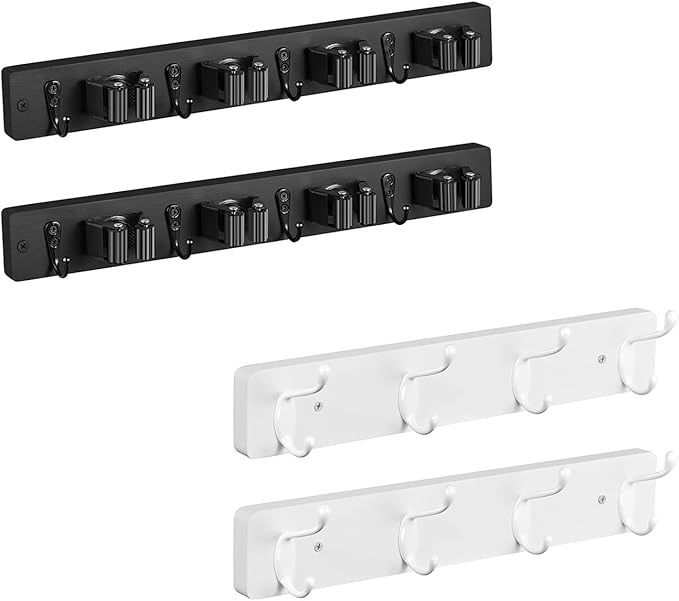 OUTNILI Broom Holder and Coat Rack Wall Mount Bundle