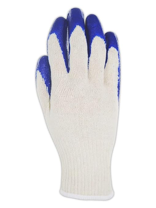 MAGID PFH21 Cotton/Polyester Blend Knit Gloves with Latex Coating, Medium (36 Pair), White & Blue, 8/M, Model Number: PFH21M-3