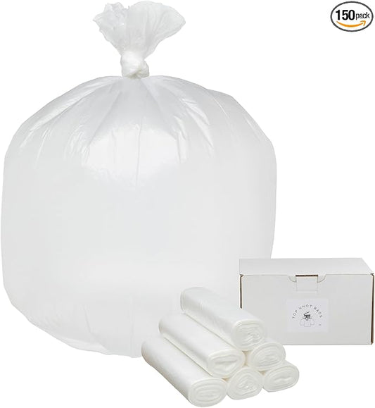 Top Knot Bags 45 Gallon Garbage Trash Bag 40X48" Clear 150 Count Can Liner Bulk 40 Gallon 41 Gallon 42 Gallon 44 Gallon Made in USA