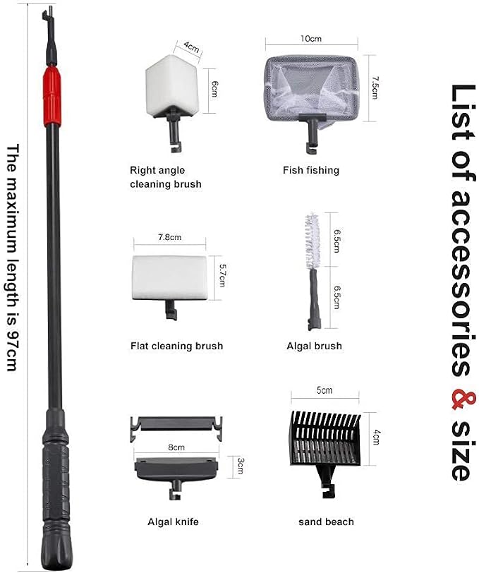 UPETTOOLS Aquarium Gravel Cleaner - Electric Automatic Removable Vacuum Bundle with 6 in 1 Aquarium Cleaning Tool