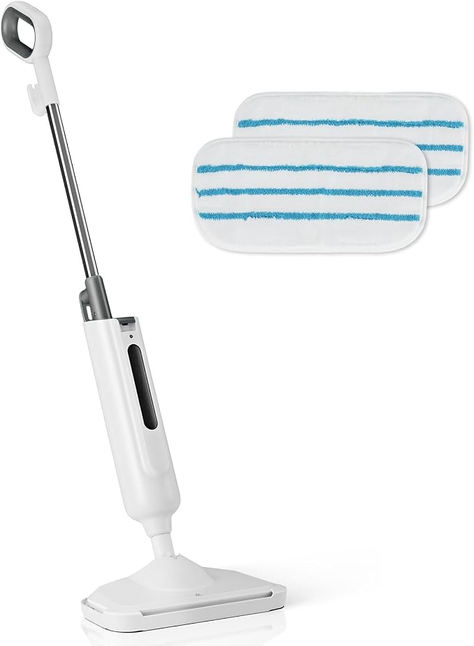 Multi-Surface Steam Mop, Lightweight Floor Cleaner for Hardwood, Tile, Laminate & Carpet with 2 Reusable Washable Pads (Green)