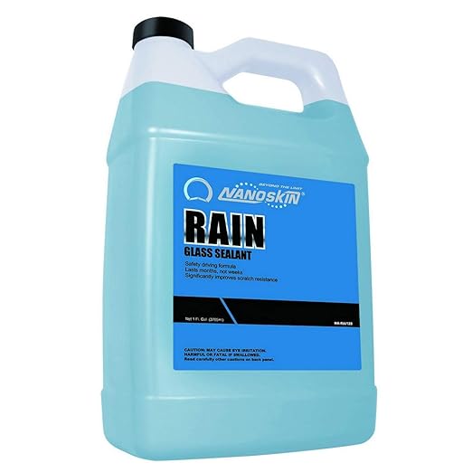 Nanoskin RAIN Glass Sealant 1 Gallon - Durable, Invisible Coating for Windshields and Multi-Surface Protection | Repels Rain, Sleet, Snow, & Improves Visibility | For Automotive, Home, Office & More