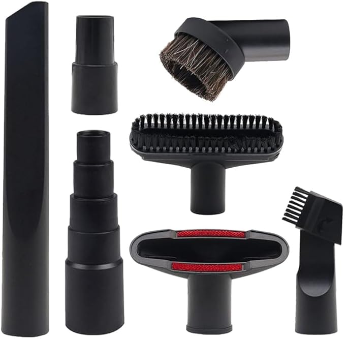 Household Vacuum Attachments for Shop Vac Accessories 1", 1 1/4'', 1 3/8'', 1 1/2'', 1 7/8" Diameter - Vacuum Hose Adapter, 1 1/4" Vacuum Brush Flexible Crevice for Vacuum 10 Gallon and below