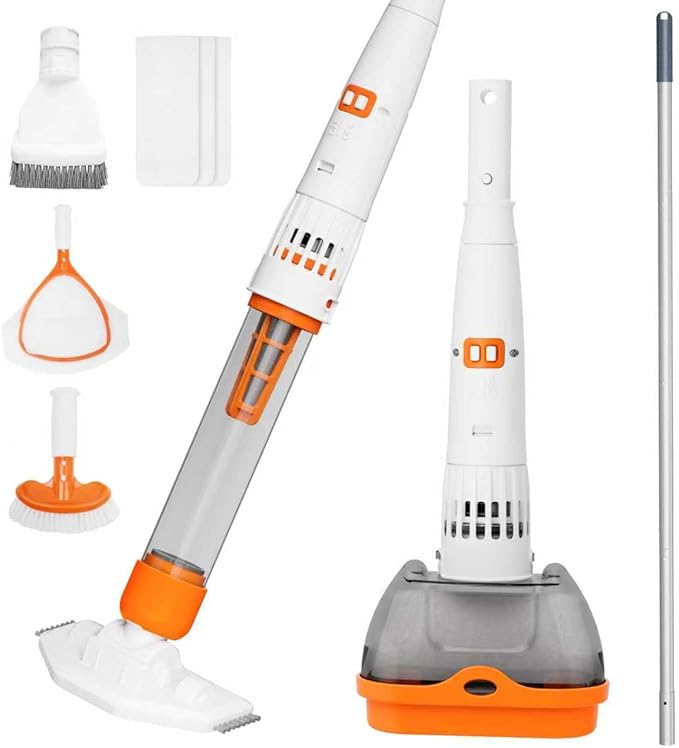 Rechargeable Pool & Spa Hot Tub Vacuum Cleaner - Dual Mode & Magnetic Drive System, 25µm Ultra Fine Mesh Filters for Hot Tub, Small Above Ground Pools, 70 Mins