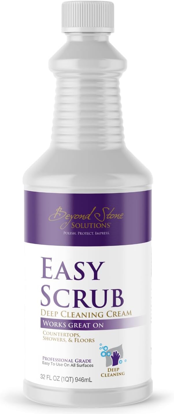 Stone Cleaner and Polish That Restores Shine, Deep Cleaning Cream for Quartz, Marble & Quartzite Countertops, Travertine Cleaner & Stone Shower Cleaner, Removes Buildup, Water Spots & Grease, 32 oz