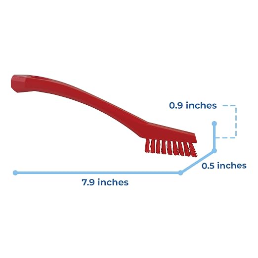 1/2 in W Detail Brush, Stiff, 5 1/2 in L Handle, 2 in L Brush, Red, Plastic, 8 in L Overall - 1 Each