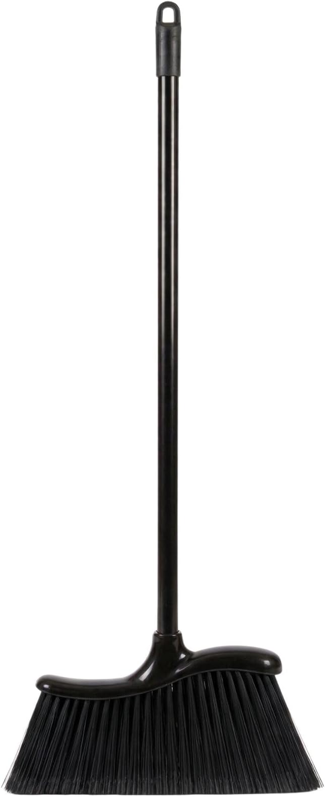 Restaurantware RW Clean 12 x 2 x 39 Inch Angle Broom 1 With Clip Back Sweeping Broom - Dustpan Sold Separately Flagged Bristles Black Plastic Restaurant Broom Lightweight Heavy-Duty