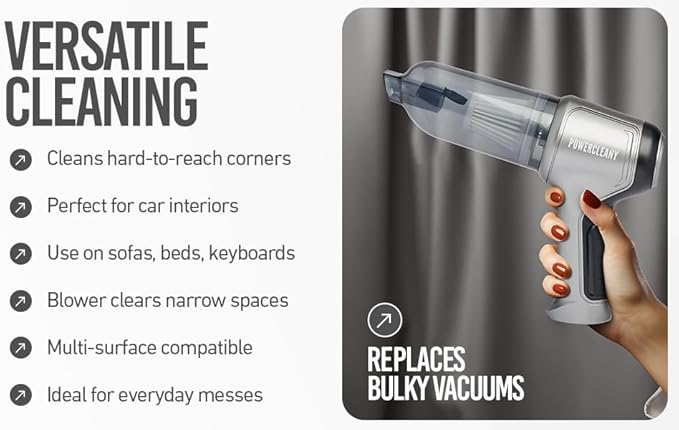 Cordless Handheld Car Vacuum Cleaner, High Suction Rechargeable Auto Vacuum, Portable Mini Vacuum for Car & Home, Small Vacuum Cleaner for Couch, Kitchen, Pet Hair, Wet Dry Use