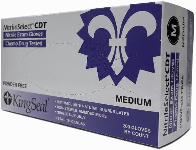 KingSeal NitrileSelect Exam Gloves, Medical Grade, Powder Free, 3 MIL Thickness, Violet Blue, Chemo Drug & Fentanyl Tested
