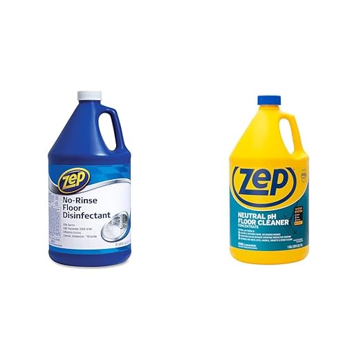 Zep, ZPEZUNRS128, No Rinse Floor Disinfectant, Blue,1Each & Neutral PH Industrial Floor Cleaner - 1 Gallon - ZUNEUT128 - Concentrated Pro Trusted All-Purpose Floor Cleaner