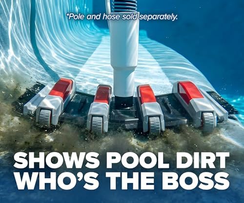 Pool Vacuum Head for Inground & Above Ground Pools with 13 Feet Aluminum Telescopic Pool Pole // Manual Swimming Pool Vacuum Cleaner Attachment Head with Wheels // Vinyl Liner Safe