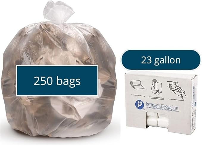 Inteplast 20-30 Gal, Trash Can Liners - 10 Mic Thickness, Natural Color - 500 Bags