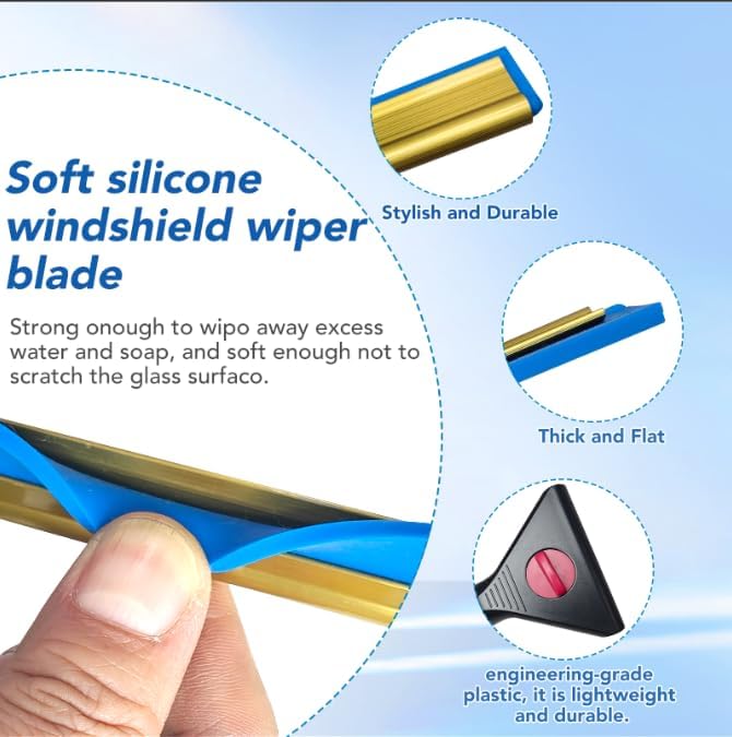 2 in 1 Window Squeegee & Squeegee Broom, 13.78" Heavy Duty Floor Squeegee Mop with 59" Extension Pole & 2 Scrubbers, Industrial Tile Floor Squeegee for Shower Glass Door Car Windshield