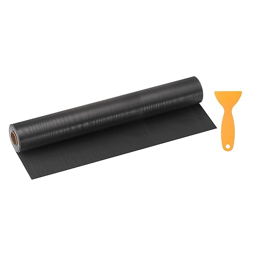 HARFINGTON Wood Grain Repair Tape 15.7 Inch x 33ft Self Adhesive Repair Patch Tape Simulated Wooden Floor Tapes with Plastic Scraper for Tables Doors Windows Furniture, Black Wood