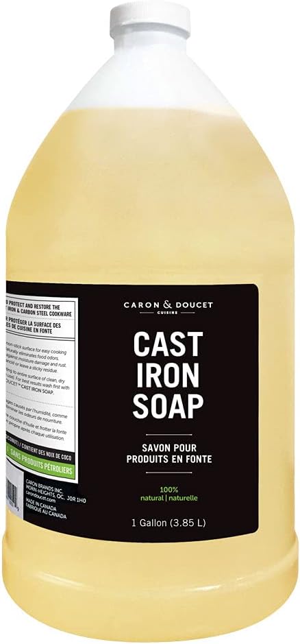 CARON & DOUCET - Cast Iron Cleaning Soap | 100% Plant-Based Castile & Coconut Oil Soap | Best for Cleaning, Restoring, Removing Rust and Care Before Seasoning.
