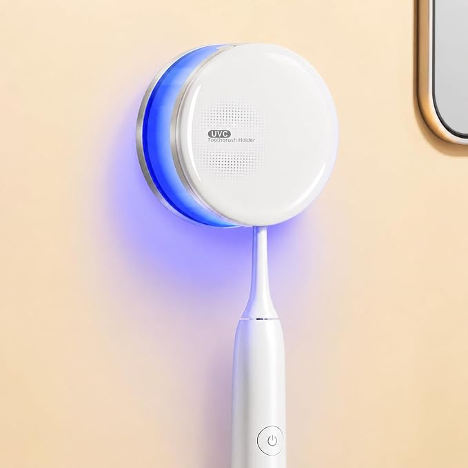 Toothbrush Sanitizer Holder for Bathroom, Wall-Mounted Organizer with Dynamic Ambient Light & Air Drying, Travel Dustproof Case, Fits Electric/Manual/Kids’ Toothbrushes