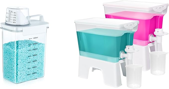 Laundry Beads Dispenser and 1.16 Gallons Liquid Laundry Detergent Dispenser（2 Packs）