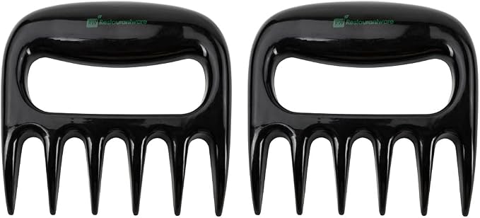 Restaurantware Met Lux 4.5 x 4.1 Inch Meat Claws 2 Meat Shredders - Sharp Blades With Handle Black Plastic Bear Claws Durable For Shredding Pork Chicken or Turkey