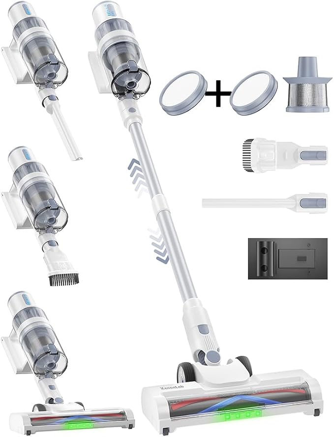 Cordless Vacuum Cleaner, 45KPA Stick Vacuum Cleaners for Home, 6-in-1 Rechargeable Lightweight Vacuum, Up to 35Mins Runtime, with Powerful Suction for Carpets, Pet Hair, Hardwood Floors