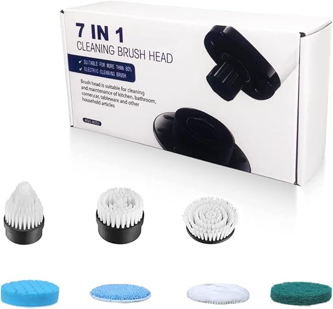 Leebein ANS-8050 Electric Spin Scrubber + Extra 7PCS Replacement Brush Heads
