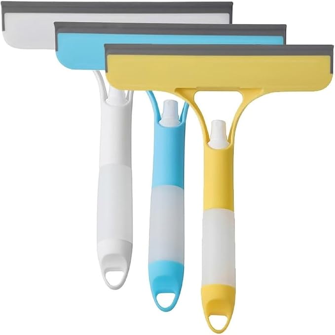 3 in 1 Window Cleaning Scraper 3 Pack 3 in1 Spray Squeegee Scraper for Window, Shower Door, Mirror, Glass and Car Cleaning
