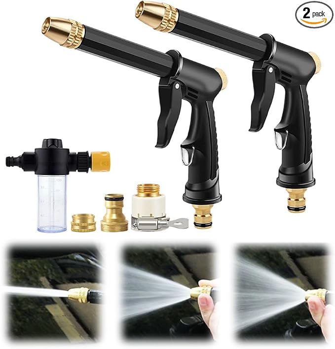 Jet Hose Nozzle High Pressure, Hydro Jet Power Washer Wand, Jet Nozzle Power Washer for Garden Hose, Rotating Nozzle, Various Spray Effects, Water Sprayer Cleaning Tool (2)