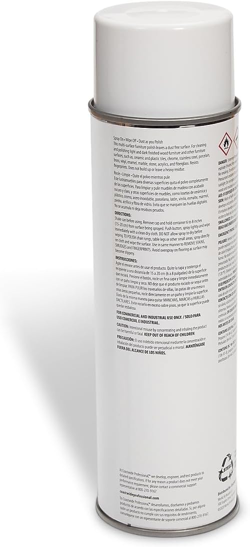 Coastwide Professional Furniture Polish, Lemon Scent, 19 Oz., 6/Carton