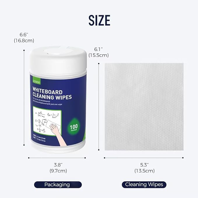 LOUKIN Whiteboard Accessories Bundle | Whiteboard Cleaning Wipes(100 Wipes) & Magnetic and Adhesive Marker Holder (White)