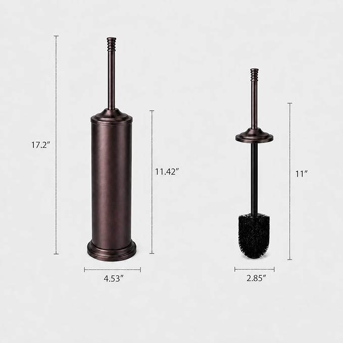 Red Bronze Toilet Brush and Holder Set，Extra Long Handled Toilet Bowl Brush and Holder，Stainless Steel Heavy Duty Toilet Brush for Bathroom,Deep Cleaning Modern Toilet Cleaner Slip Base