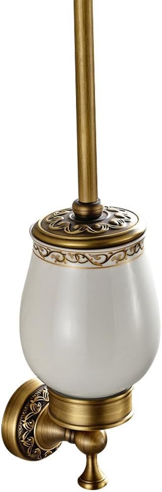 Leyden Antique Brass Toilet Brush Holder, Retro Toilet Brush Organizer with Ceramic Cup