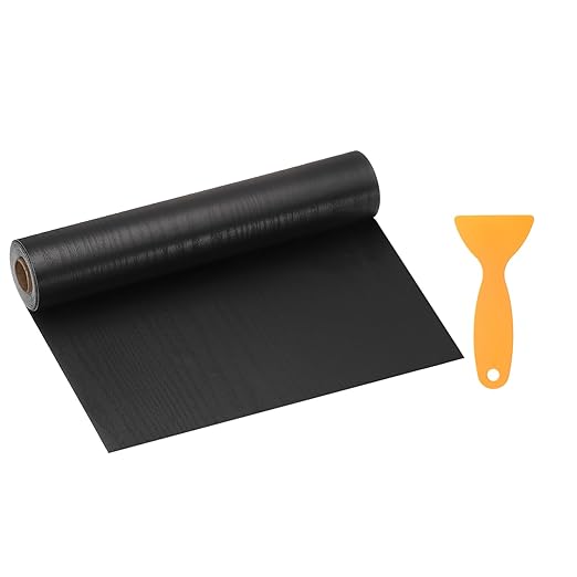 HARFINGTON Wood Grain Repair Tape 11.8 Inch x 33ft Self Adhesive Repair Patch Tape Simulated Wooden Floor Tapes with Plastic Scraper for Tables Doors Windows Furniture, Black Wood