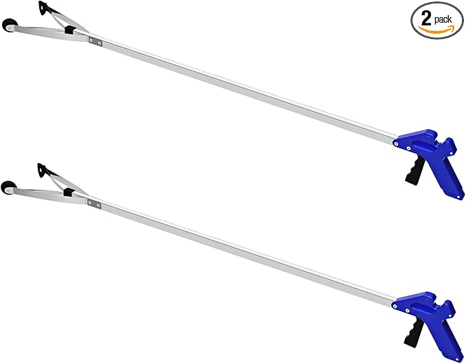 Sabary 2 Pcs 43 Inch Suction Cup Grabber Reacher Heavy Aluminum Trash Pick up Stick, Long Handy Aids Nonslip Claw Reach Tool for Elderly Pick up Trash Arm Extension Litter Picker(Blue)