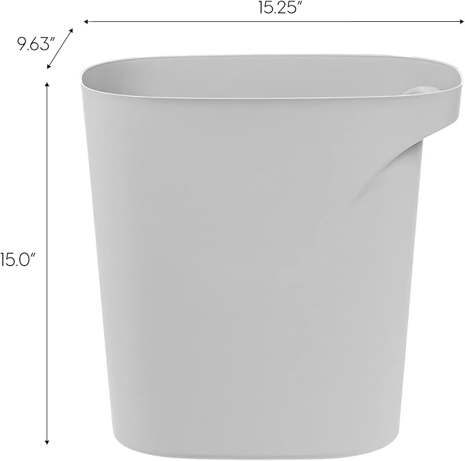IRIS USA Small Trash Can Wastebasket with Handle, 6 Gallon / 24 Quart, 3-Pack, for Bathroom, Office, Bedroom, Under Sink, Kitchen, Garbage - Gray