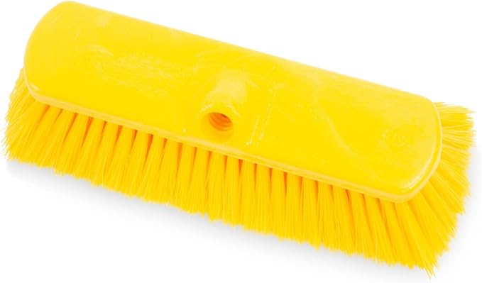 SPARTA 41278EC04 Flo-Thru Plastic Wall Scrub Brush, Equipment Brush With Soft Nylex Bristles For Industrial Kitchens, Hospitals, Commercial Cleaning, 4 Inches, Yellow, (Pack of 12)