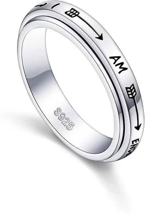 S925 Sterling Silver Spinner Fidget Anxiety Worry Relieving Boredom ADHD Autism Band Rings
