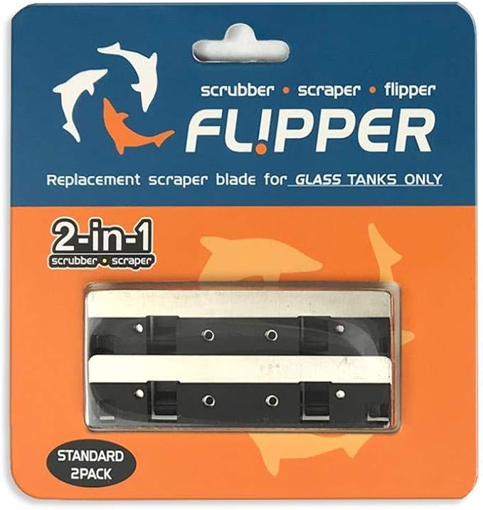 Flipper Cleaner Float - 2-in-1 Floating Magnetic Aquarium Glass Cleaner - Standard Aquarium Scraper Replacement Blades for Fish Tank Cleaning Kits - Aquarium Cleaner Fish Food Feeding