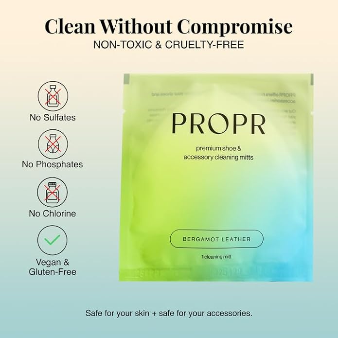 PROPR Premium Double Sided Shoe Cleaning Mitt – Individually Wrapped Travel Shoe Cleaner for Sneakers, Handbags & Leather