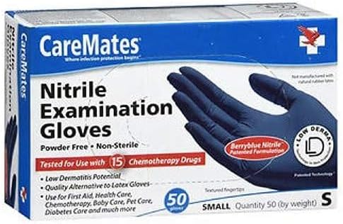 CareMates Nitrile Medical Exam Gloves, Latex Free Rubber, Powder Free, Extra Strong, 4 Mil Thick, Certified for Home Infusion, First Aid, Food Safe, Cleaning Gloves, Small, 300-Count