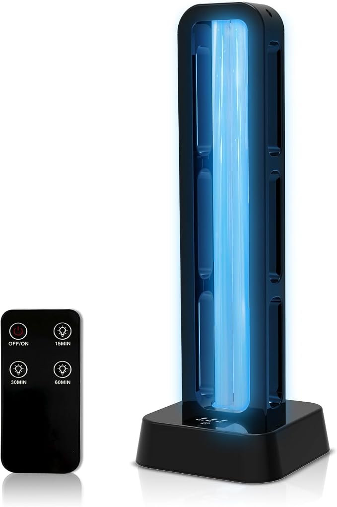 39W UV Light Sanitizer with Remote Control and 3 Timers – Home Disinfection Device 99.99% Removed of Germs, Viruses, Mold and Dust Mites – Whole Room UVC Lamp for Home and Office